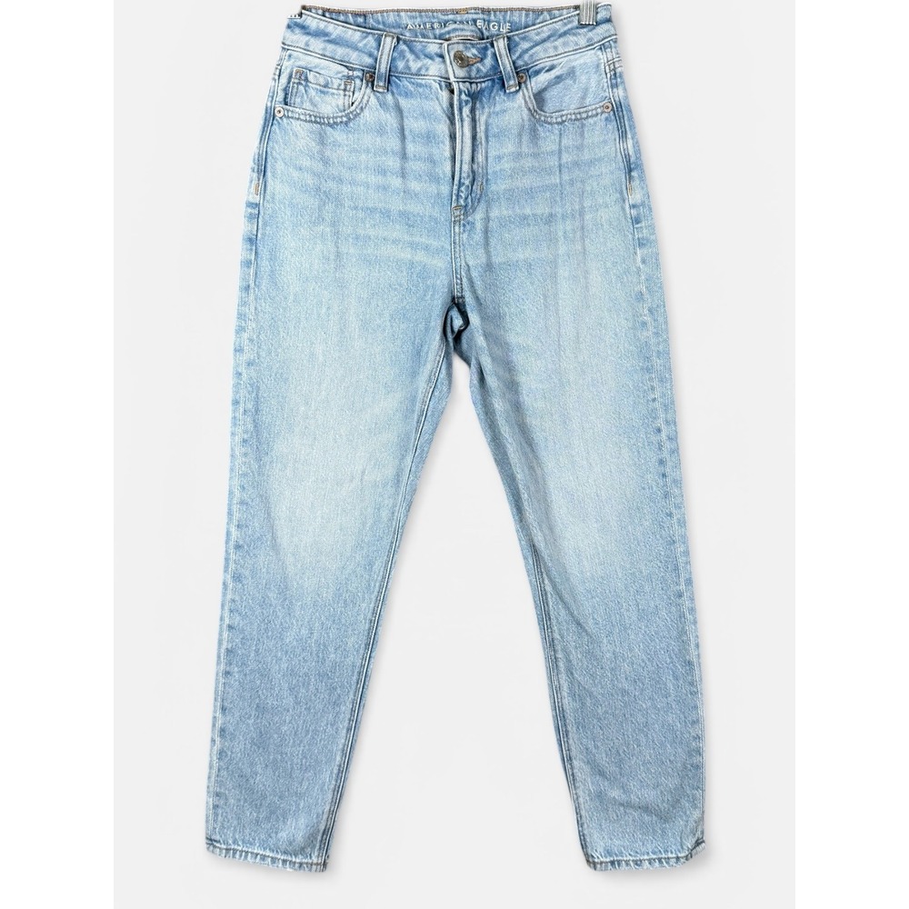 American Eagle Jeans Womens‎ 0 Short Blue Mom Jean High Rise Light Wash Denim